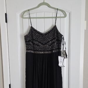 Adrianna Papell Black Beaded Maxi Dress